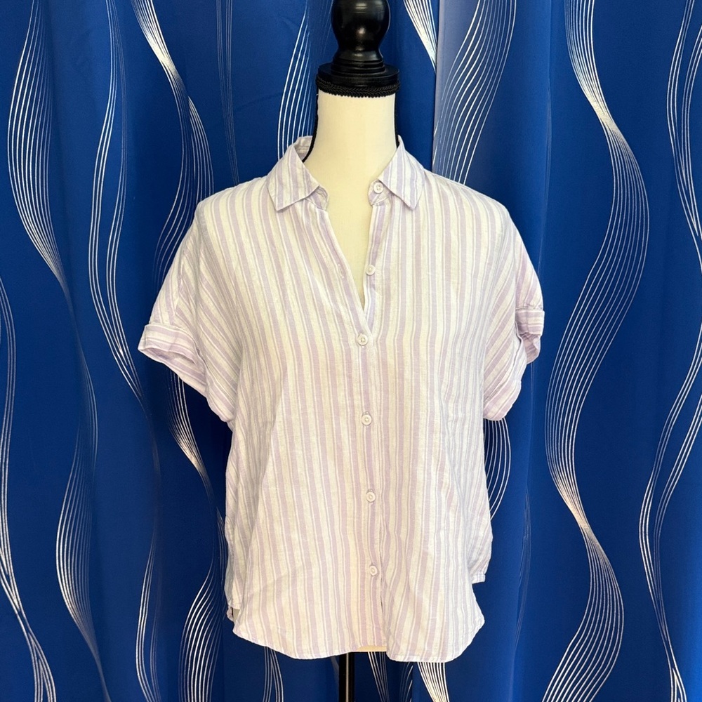 Lola River Lavender Striped Button-Down Shirt